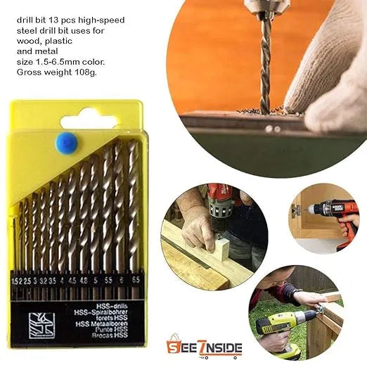Drill Bits Set – For Wood, Malleable Iron, Aluminium & Plastic (13 Pieces)